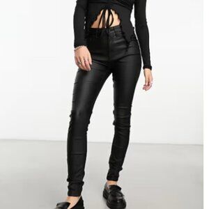Topshop - black high-rise skinny wax coated jeans - 2 NWT
